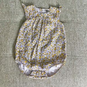 Yellow flowers baby girl romper bubble